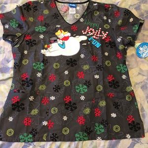 Frosty the Snowman Scrub Top (Large) NWT